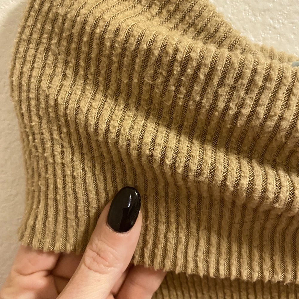 Brown Off Shoulder Ribbed Top - Picture 5 of 5